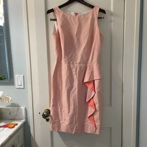 Antonio Melani Celina Dress Size 6 Peach Tank dress ruffle front - Picture 2 of 7